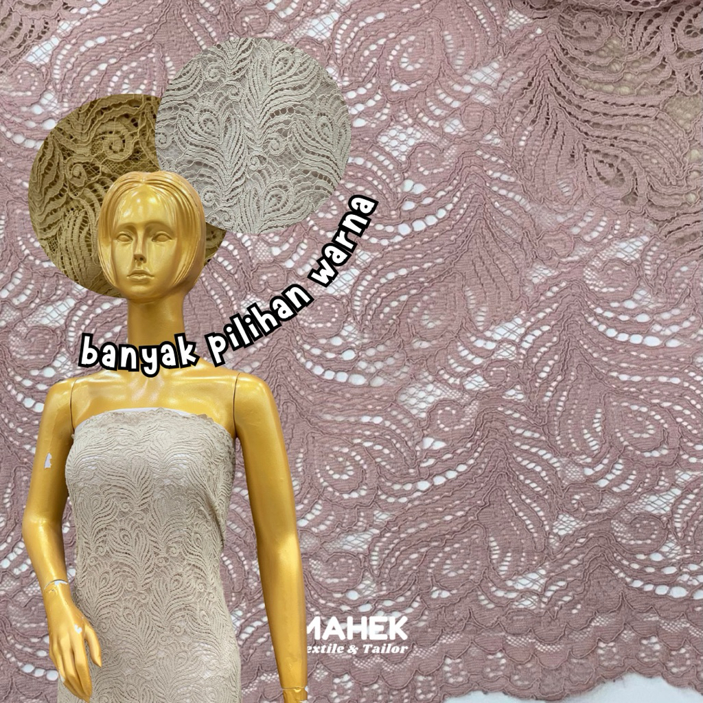 Brokat Katun Premium Cord Daun / Kain Brokat Katun Lebar 1.15 / Kain Lace / Kain Kebaya / Kain Dress