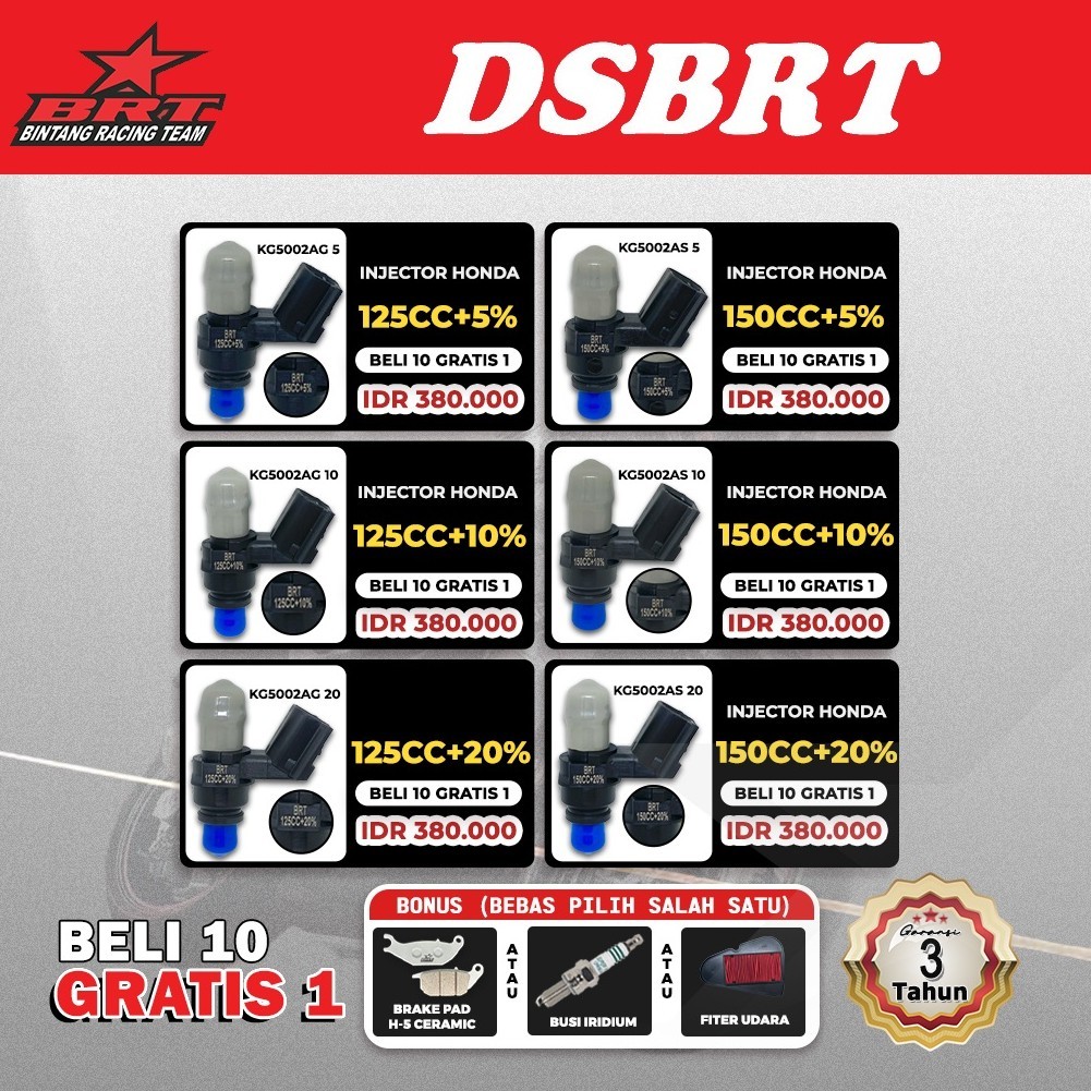INJECTOR BRT HONDA CRF BEAT VARIO GENIO SCOOPY PCX ADV SONIC CB CBR STANDAR RACING 125cc 130cc 150cc