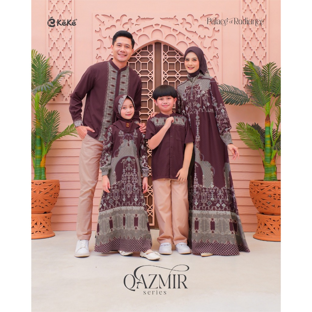 KEKE- Sarimbit Lebaran 2026 Qazmir Series Warna Maroon Busana Muslim Family Set Couple Keluarga