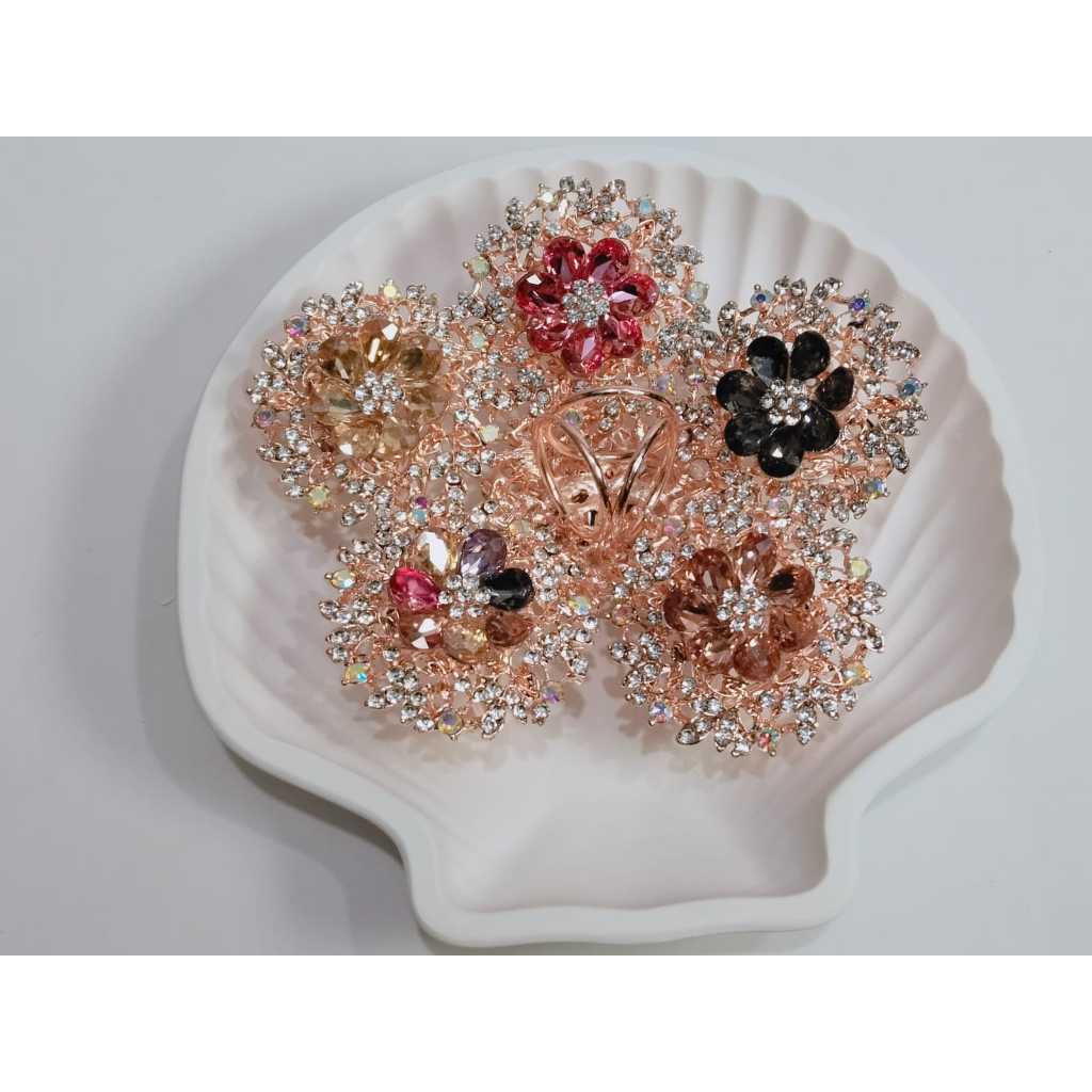 Ring Jilbab bunga Swarovski / Bros Jepit Kerudung Bunga