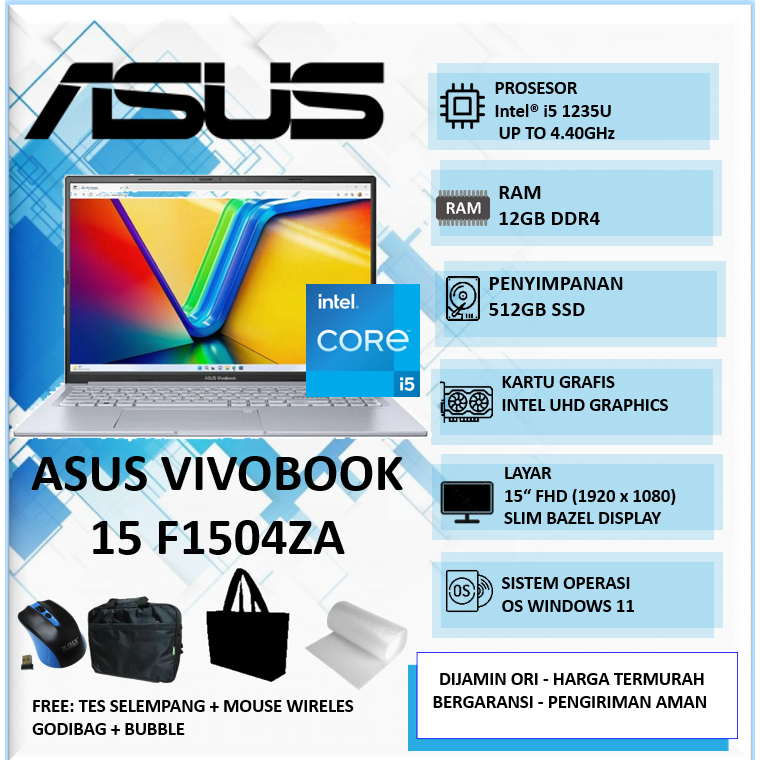 Laptop ASUS VIVOBOOK 15 F1504ZA Intel i5 Gen12 16GB 1TB 15"FHD Win11Home
