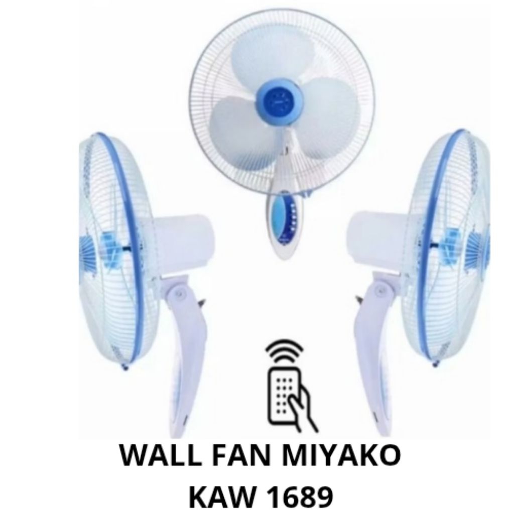 MIYAKO WALL FAN KAW-1689 RC PAKE REMOTE/ KIPAS ANGIN DINDING REMOTE MIYAKO/ KIPAS ANGIN TEMBOK PAKAI
