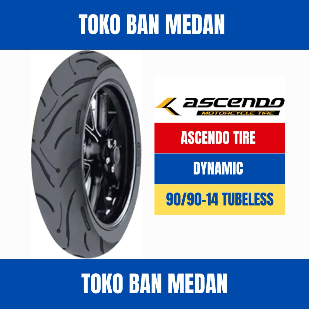 BAN LUAR MOTOR ASCENDO 90/90-14 RING 14 TL TUBELESS DYNAMIC