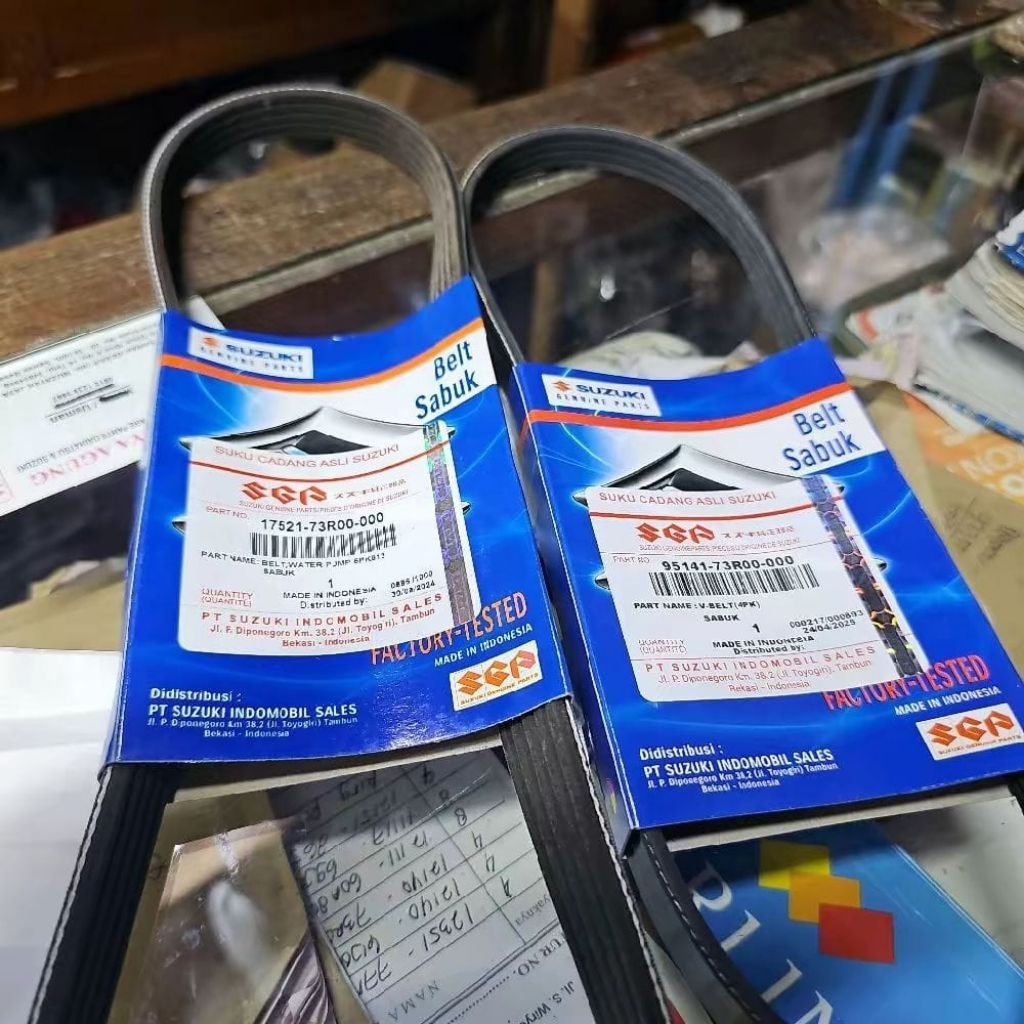 Van belt set dinamo alternator dan AC suzuki All New Ertiga/Ertiga XL7 Asli SGP (Non Hybrid)