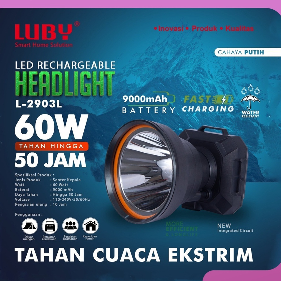 Luby Senter Kepala Jumbo 60 Watt Super Terang Luby L - 2903