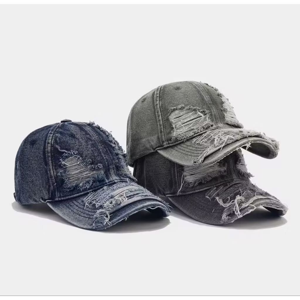 BITLAND Topi Jeans Denim Robek Distresed Unisex Kasual Adjustable-TPI-102