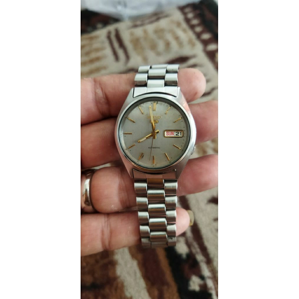 jam Seiko 5 7s26 3120 greey dial
