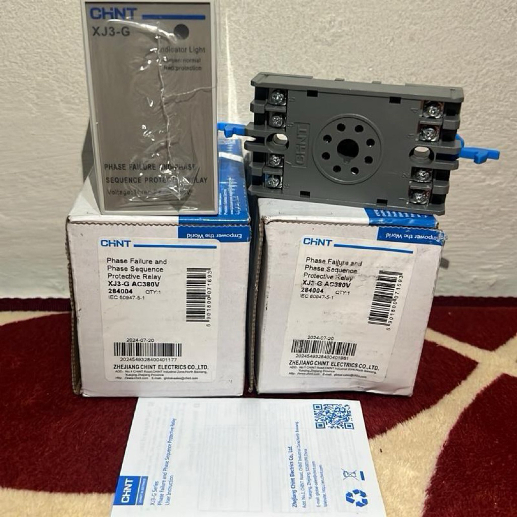 Phase Failure Chint XJG-3 380VAC + Socket Original