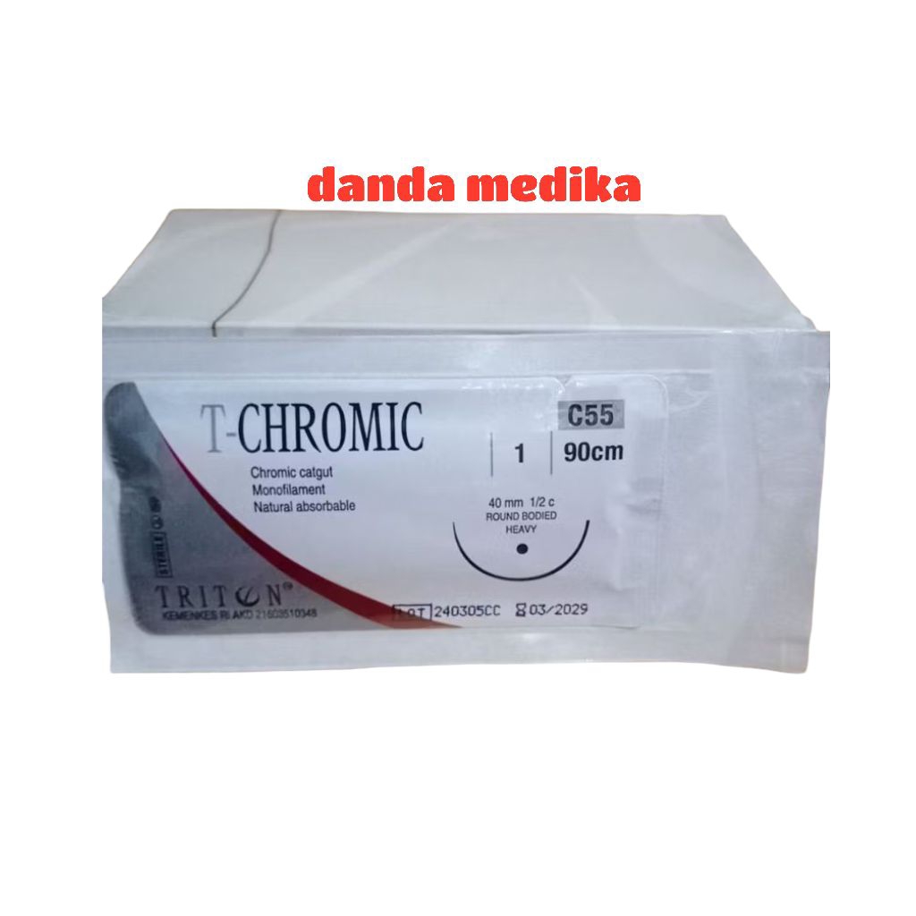 T CHROMIC 1 round bodied benang jahit medis per pcs