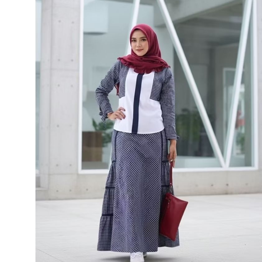One Set Gingham • One Set Wanita | One set Kotak | baju wanita terbaru | baju wanita | kemeja wanita