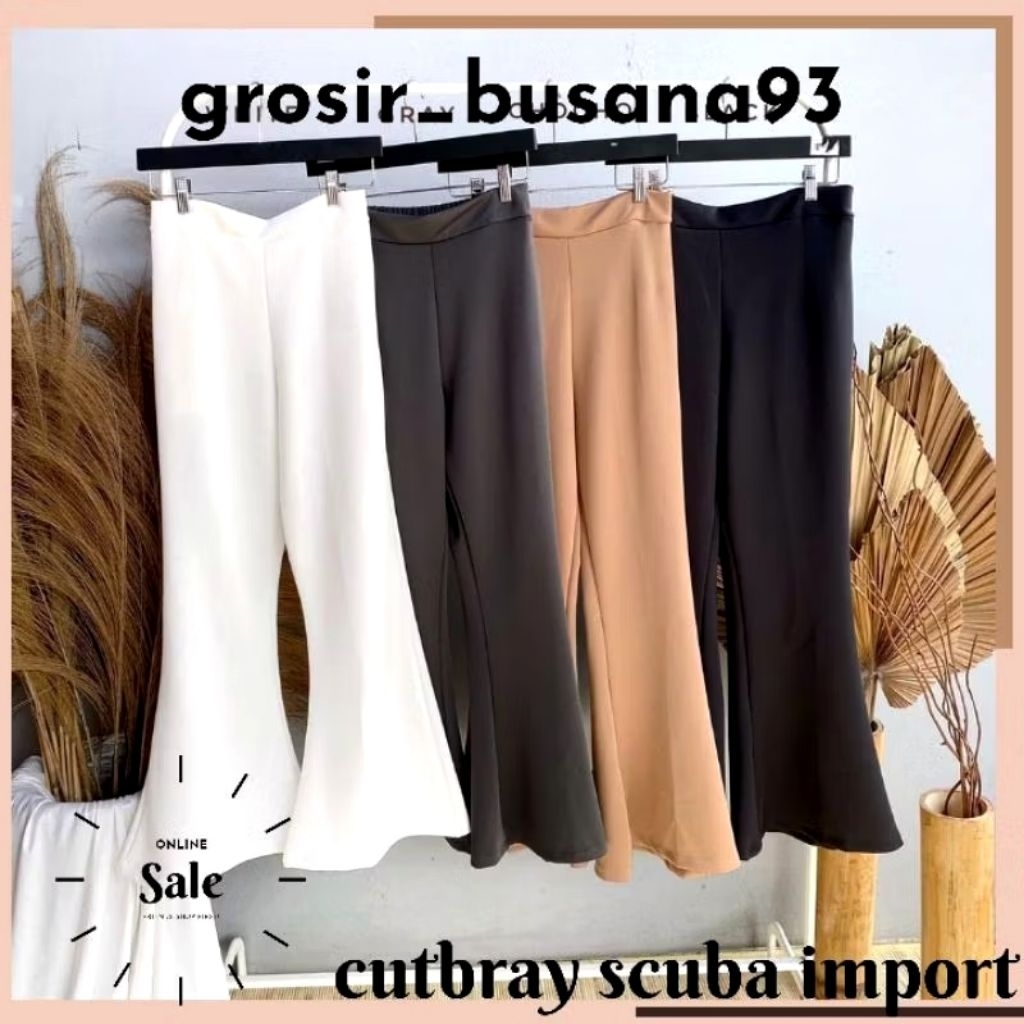 Celana Cutbray Wanita - Celana Cutbray Scuba - Cutbray Scuba Pants Import