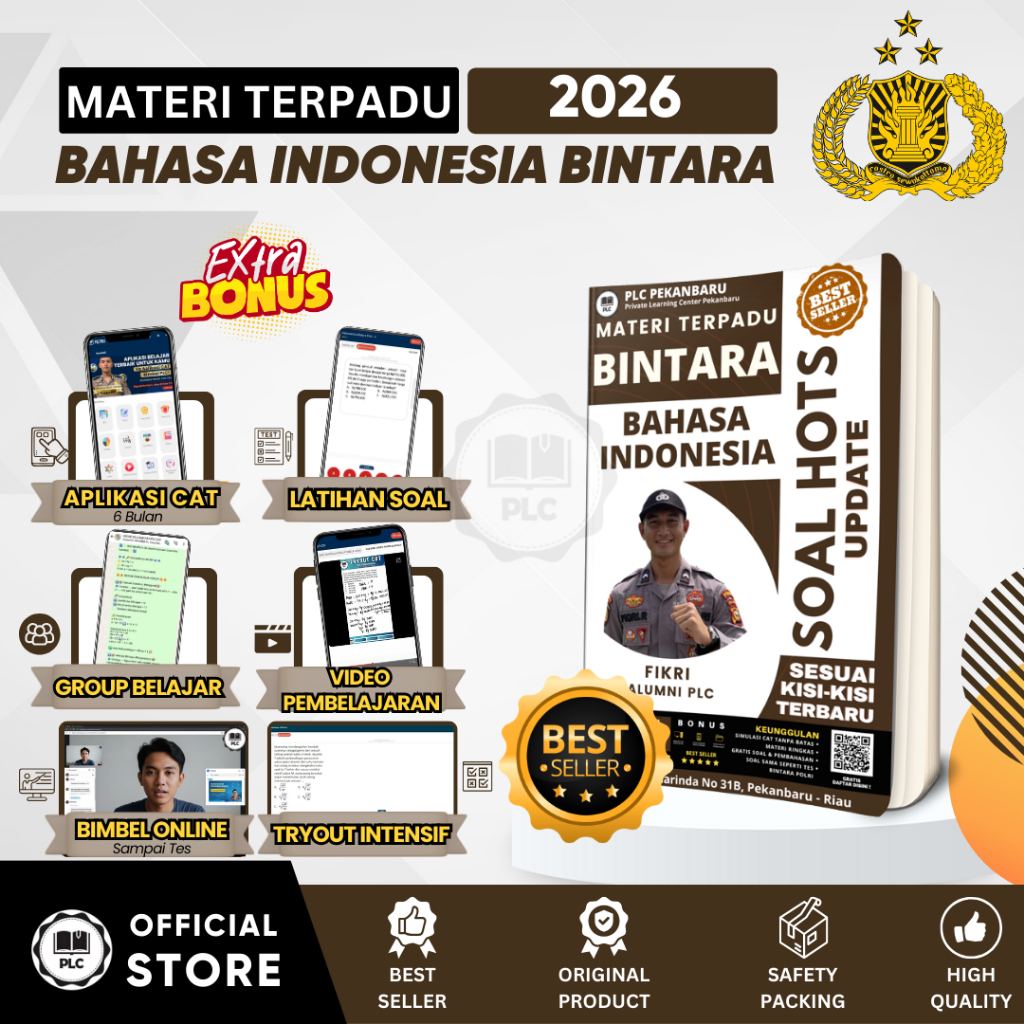 PLC - Buku Materi & Bank Soal Bahasa Indonesia Persiapan Tes Masuk Bintara POLRI 2026