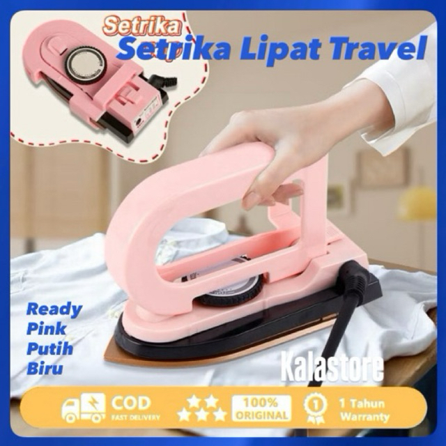 Setrika Lipat Mini Travel Dry Iron Detachable handle Portable Traveling Strika Lipat Gosokan Baju St