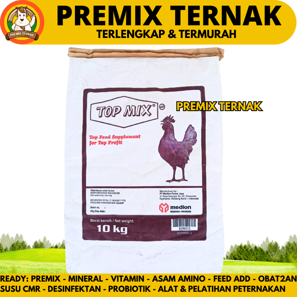 TOPMIX TOP MIX 10 KG (1 SAK) MEDION - Suplemen Penggemuk Ayam Tingkatkan Produksi Telur Tambahan Pak