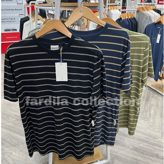 Kaos Greenlight Essential Stripe 3 Warna 100% Original