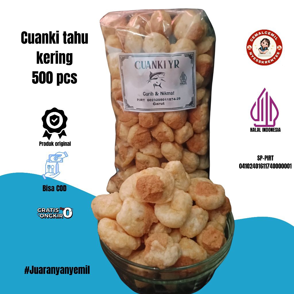 

cuanki tahu pasung kering gurih isi 500 pcs Snack/cemilan/toping boci dan seblak