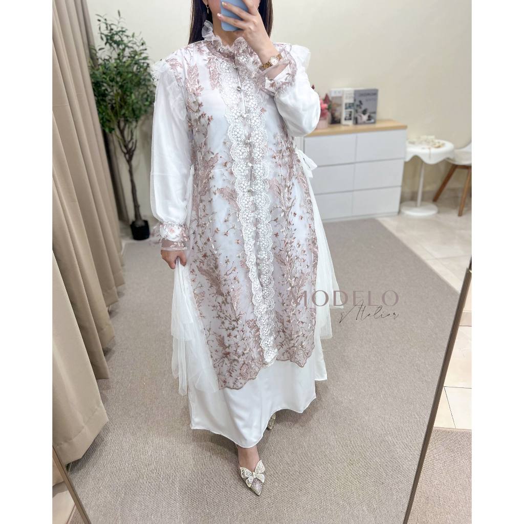 Kemala Dress Set Outer Brukat / Gamis Kondangan Gamis Pesta Brukat Terbaru /  Dress Set Vest Brokat 