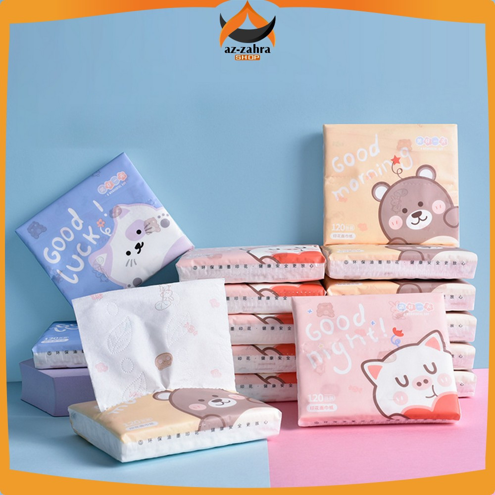 Facial Tissue Paper Printing Mini Portabel Karakter Lucu 120 Sheets 3 Ply Sekali Pakai / Cute Patter