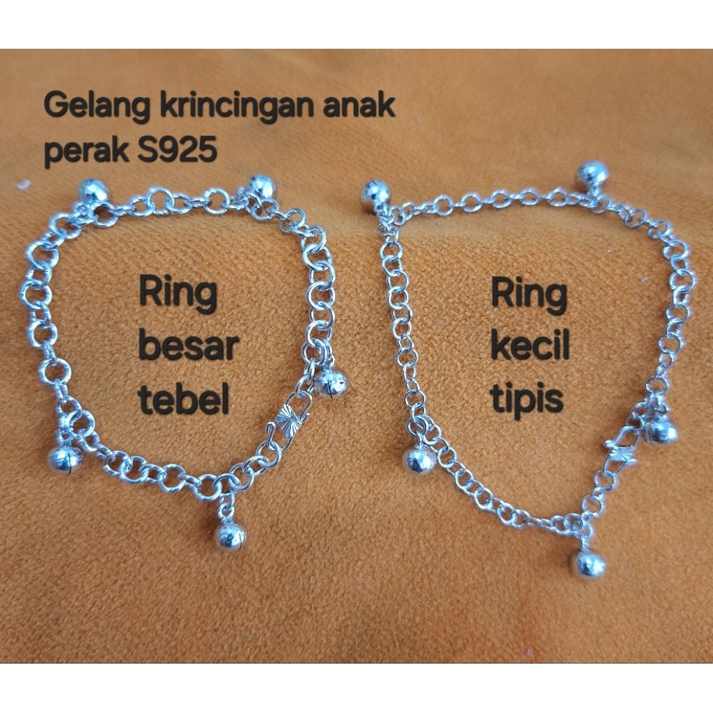 Gelang kaki krincingan anak perak silver 925.gelang anak bayi krincingan bunyi