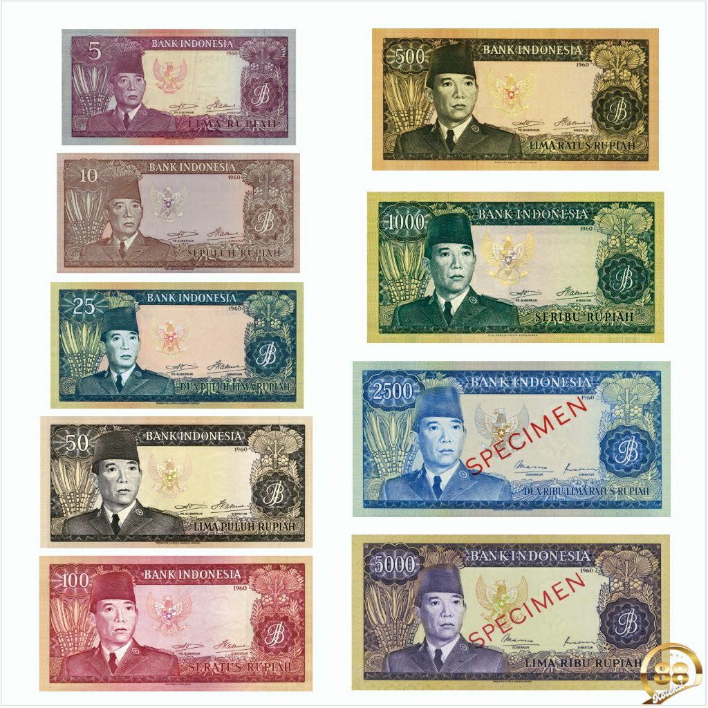 set lengkap uang sukarno 1960 repro