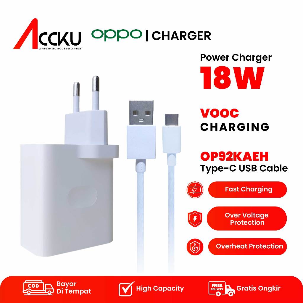Charger Oppo 18W - Charger Realme Type C 18W Vooc Type C New 100%