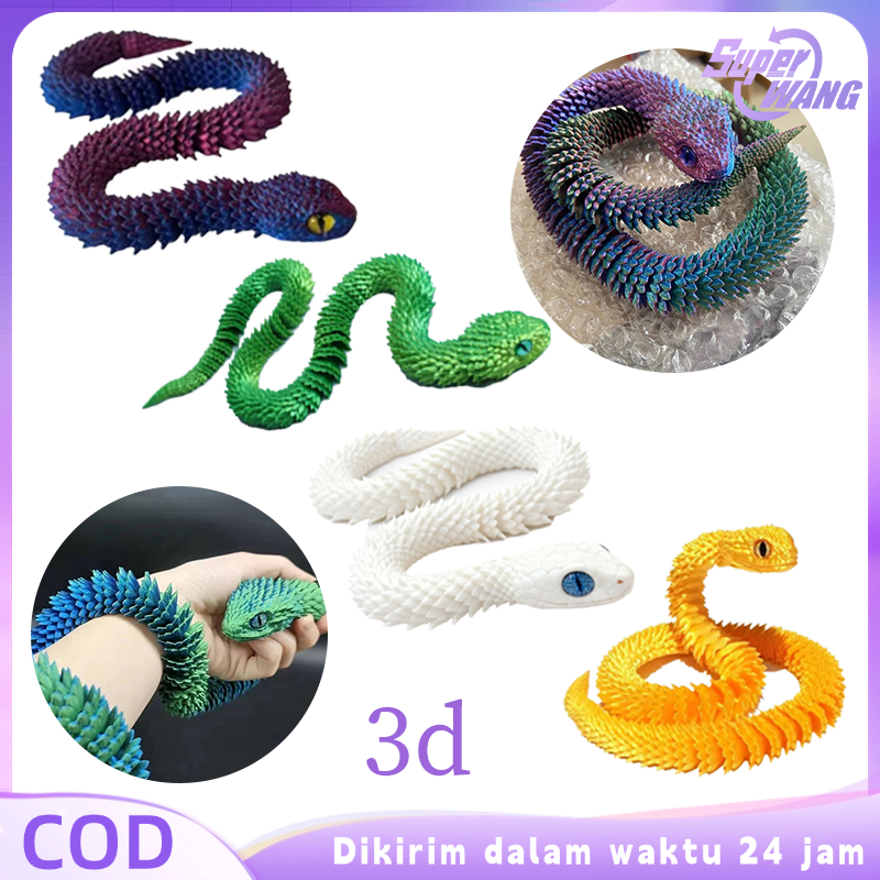 Mainan 3D 30cm Ular Mainan Bergerak Ular Ularan Mainan Multi-Sendi Mainan Ular Ularan Gerak