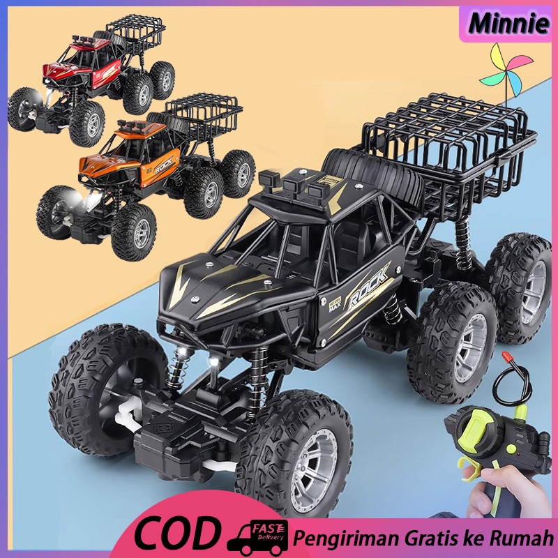 RC 6 Roda Paduan Buggy 2WD Kekuatan Kuat Memanjat Mobil Dengan Cahaya