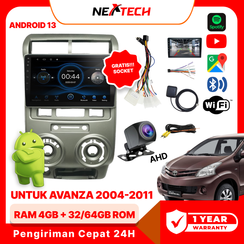 [COD] NEXTECH Head Unit Android 9inch 4+32/64G + Cooling System + Frame Avanza 2004-2011 Car Android