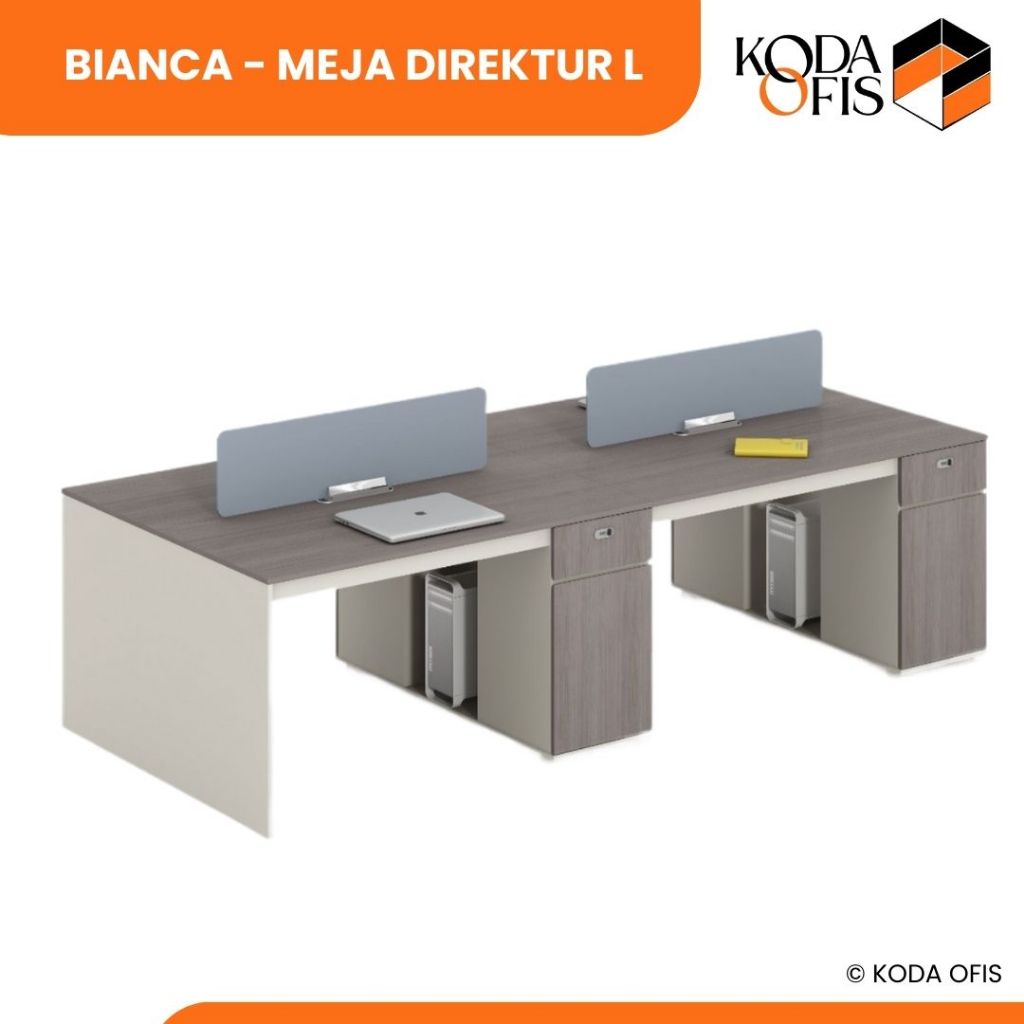 KODA OFIS Meja Kerja Staff Admin Kantor Workstation 4 Orang Series Bianca