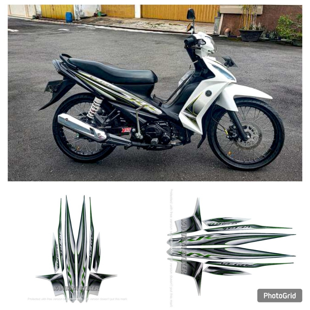 Stiker Striping Motor Yamaha Vega RR 2013 Putih-Hijau