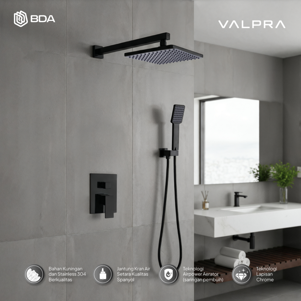 Valpra Shower Tanam Concealed Set Lengkap Keran Panas Dingin Kamar Mandi Modern V-CS 5701  V-CS 5711