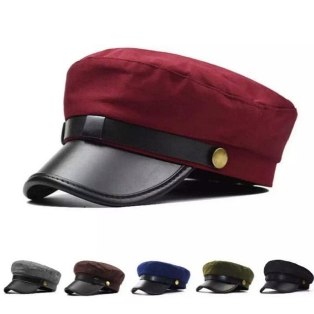 topi sailorman pria topi pelaut leather cap topi korean style