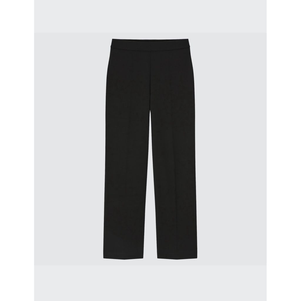 Preloved Uniqlo uniqloo stretch double face straight pants warna hitam