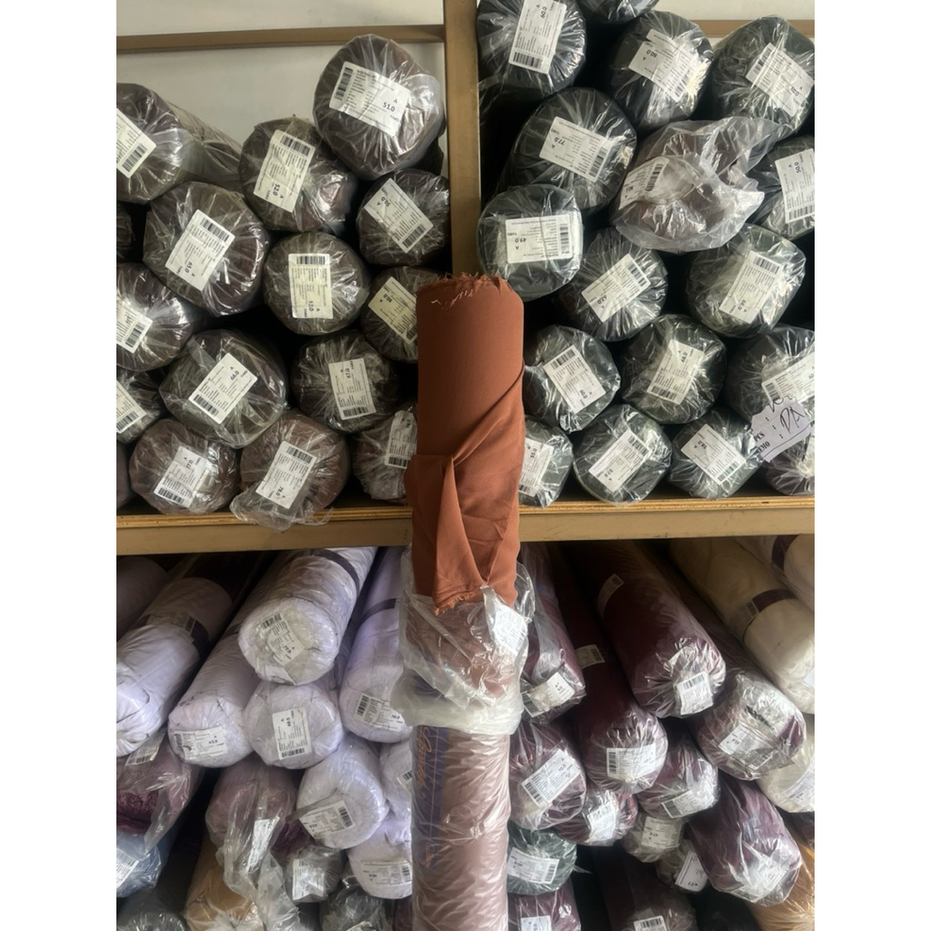 KAIN CERUTY BABYDOLL PREMIUM COKLAT MILO 1 ROLLAN/GULUNGAN ISI 60 YARD