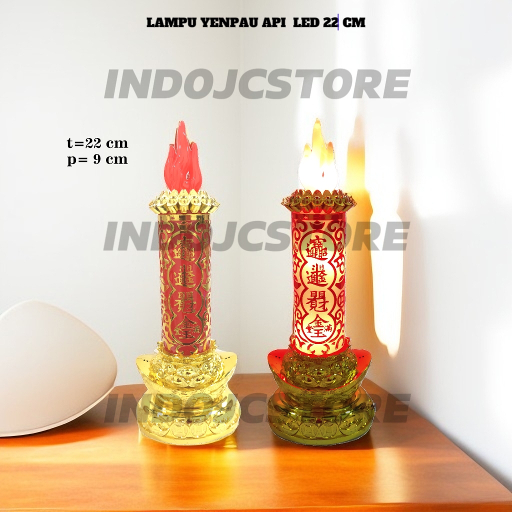 Lampu Altar Meja Sembahyang Lilin Yenpau Api 22 cm LED