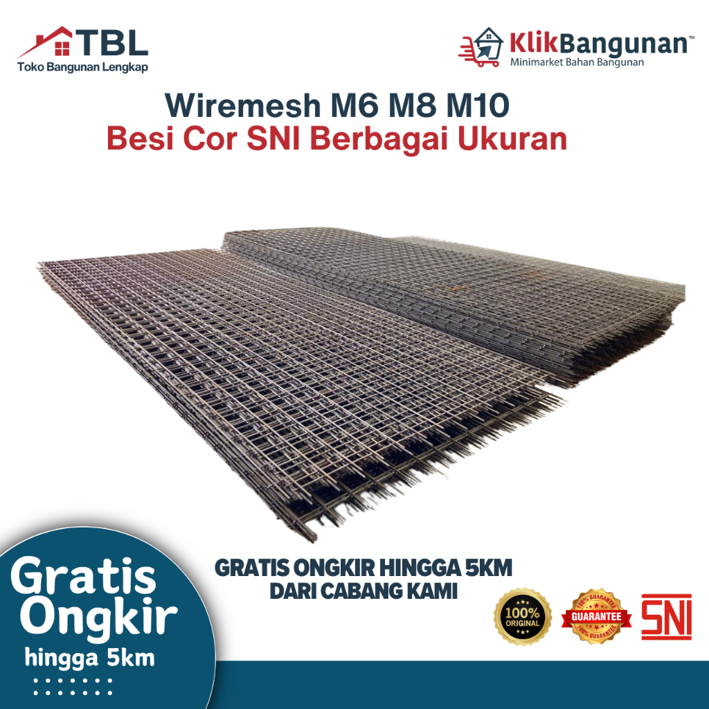 Wiremesh SNI M6 M8 M9 M10 - Besi Cor Dak Berbagai Ukuran