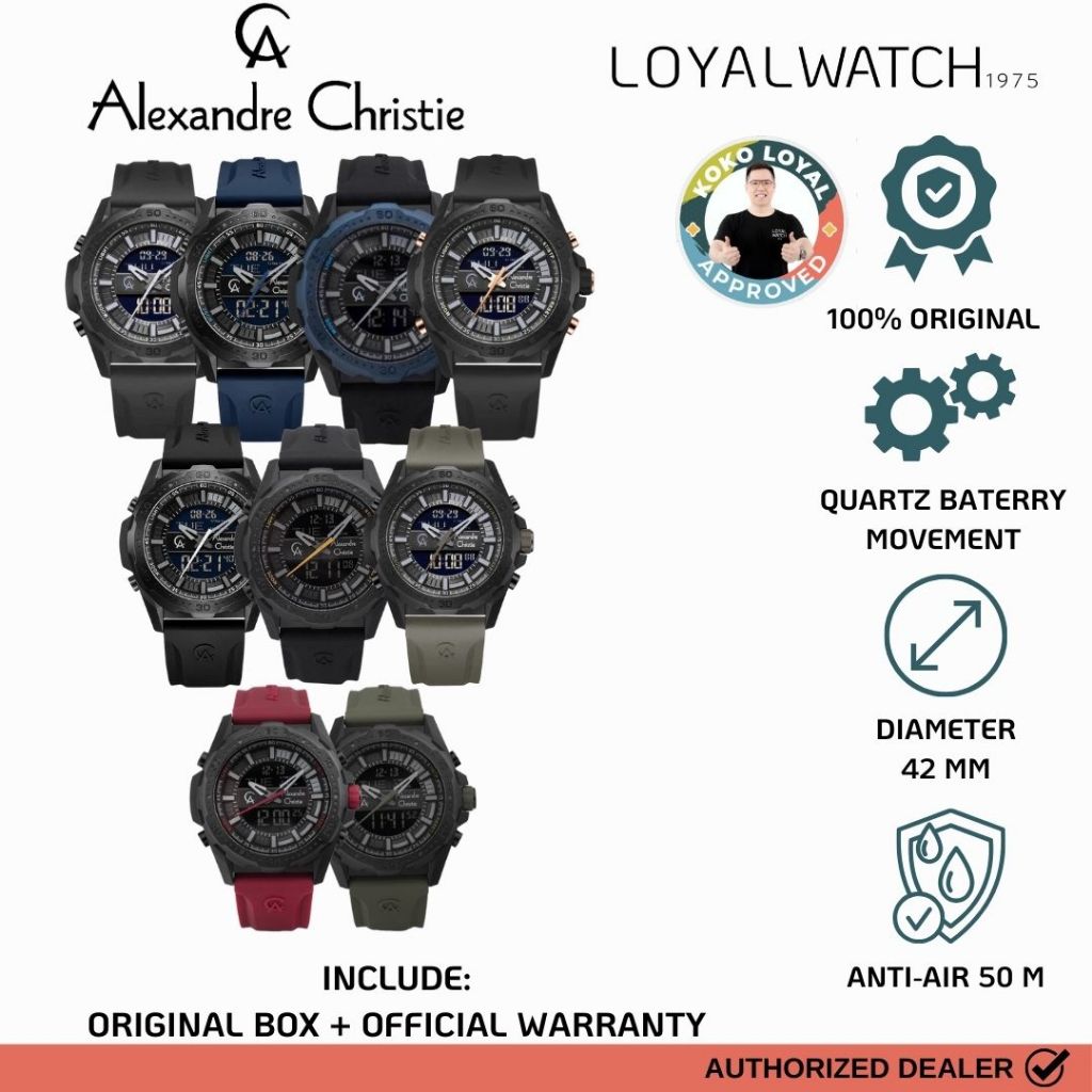 Jam Tangan Alexandre Christie Digi Pria 9370 Rubber Original Garansi Resmi