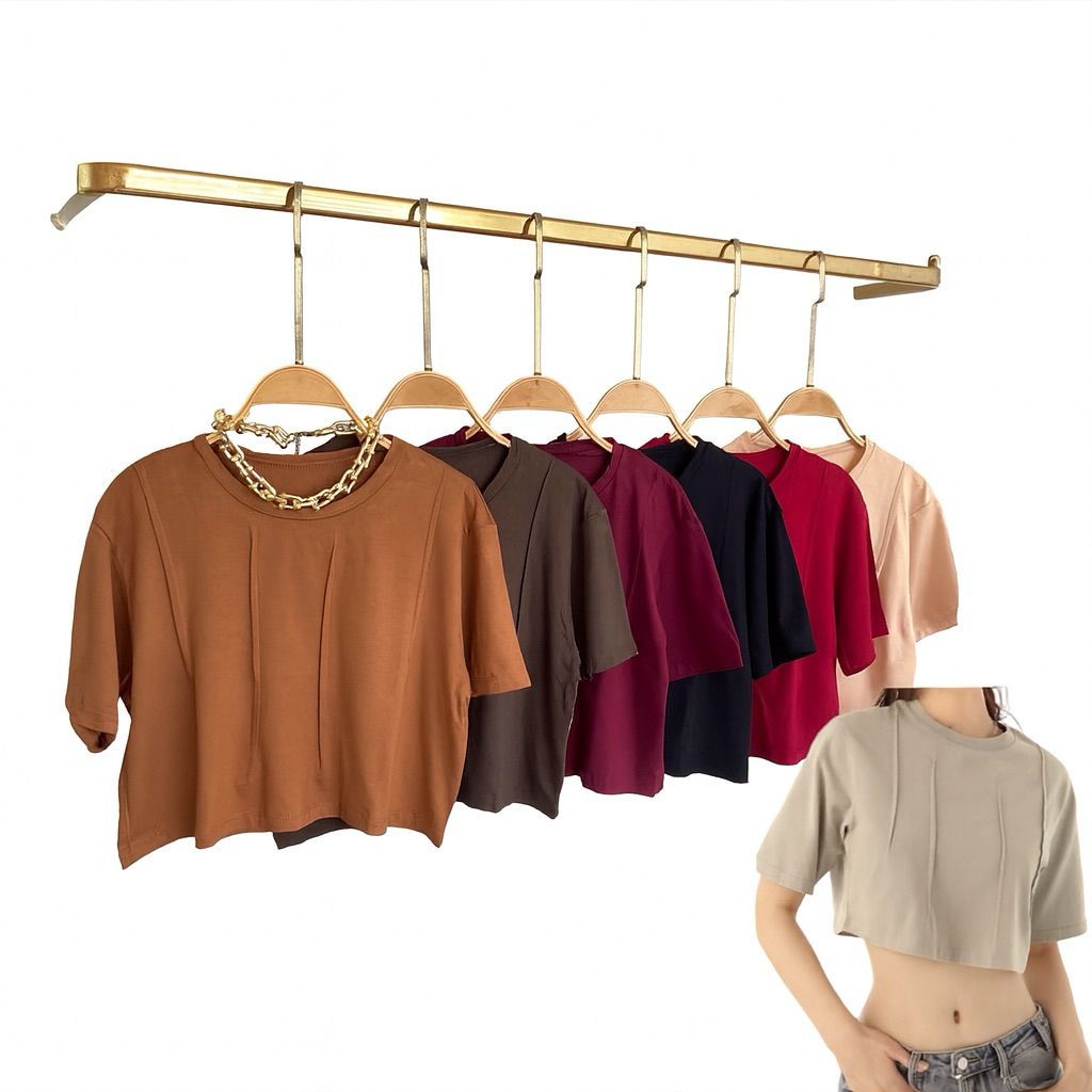 KAOS CROP TOP OVERSIZE POLOS / KAOS CROP TOP WANITA