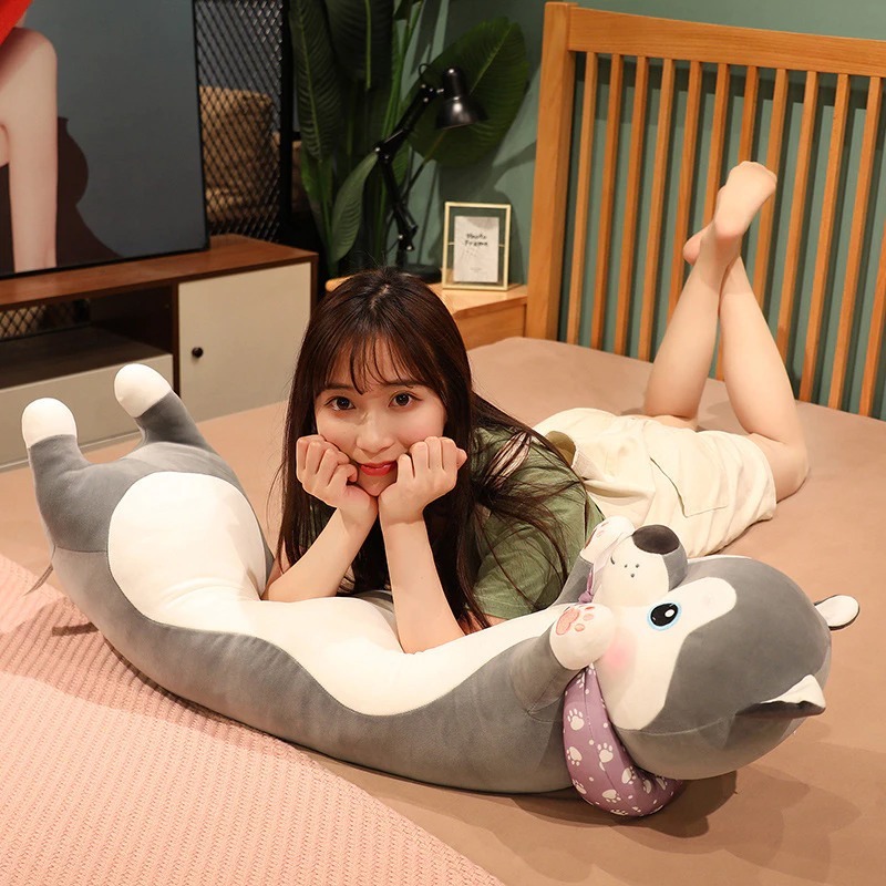 Bantal Guling Anak  Karakter Hewan Anjing Husky Bulldog Pug Dog 60cm