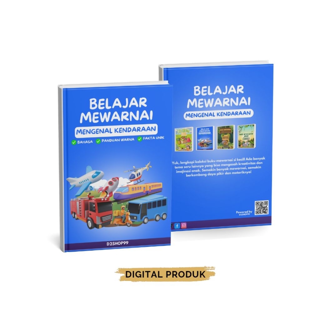 Coloring book Digital anak - usia 2-5 tahun mengenal kendaraan
