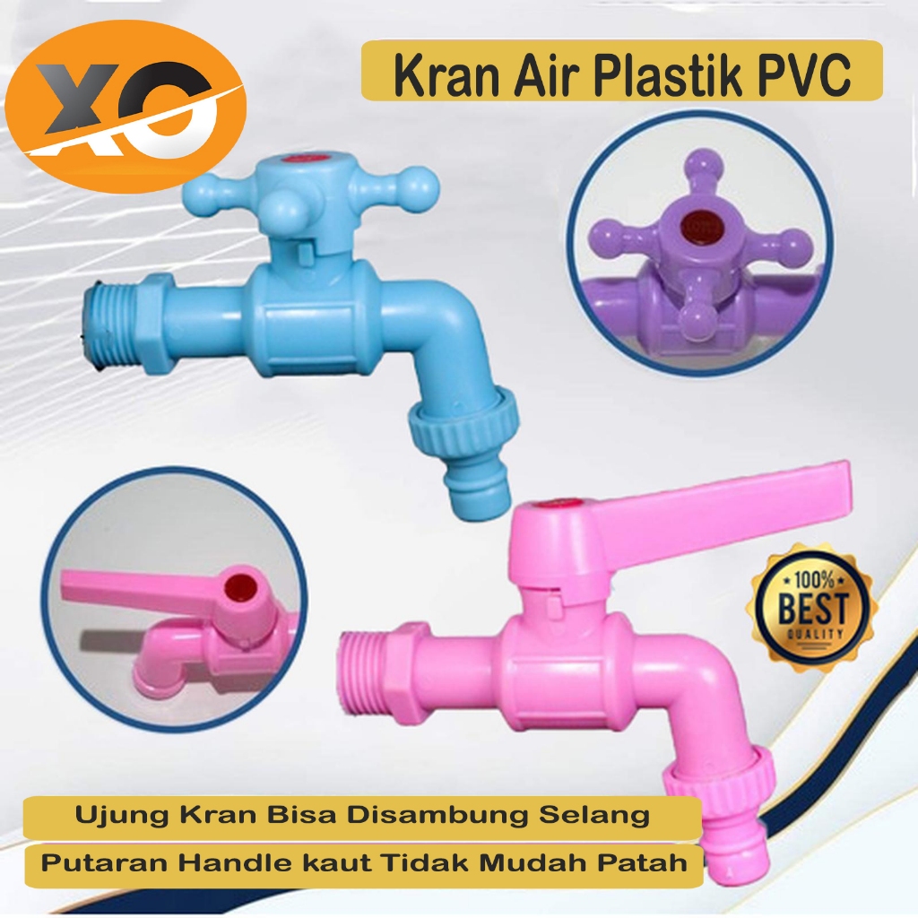 Kran Air Plastik PVC Keran 1/2 Inch  Tembok Taman Bahan Berkualitas Tinggi Warna Biru Ungu Pink Ujun
