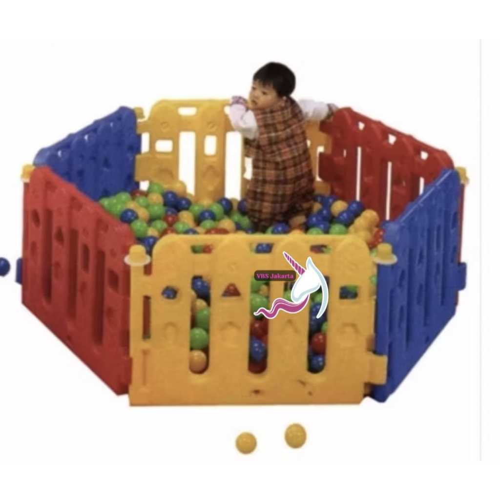 PAGAR PLAY FENCE WARNA WARNI COLORFUL ANAK PLAYGROUND TAMAN BERMAIN INDOOR OUTDOOR PLASTIK HDPE BONU
