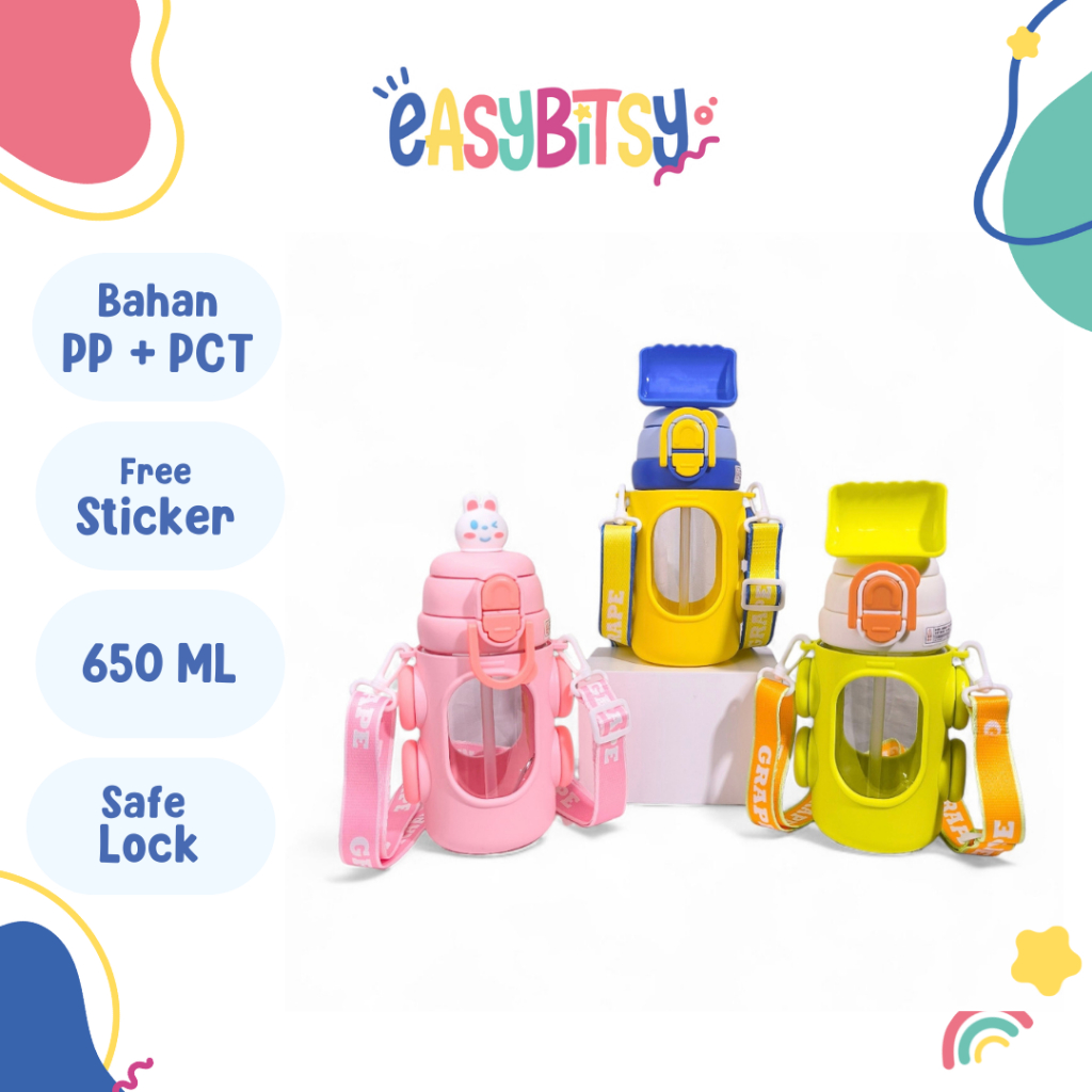 Easy Bitsy - Botol Minum Water Bottle 650ML Pretty x Cup
