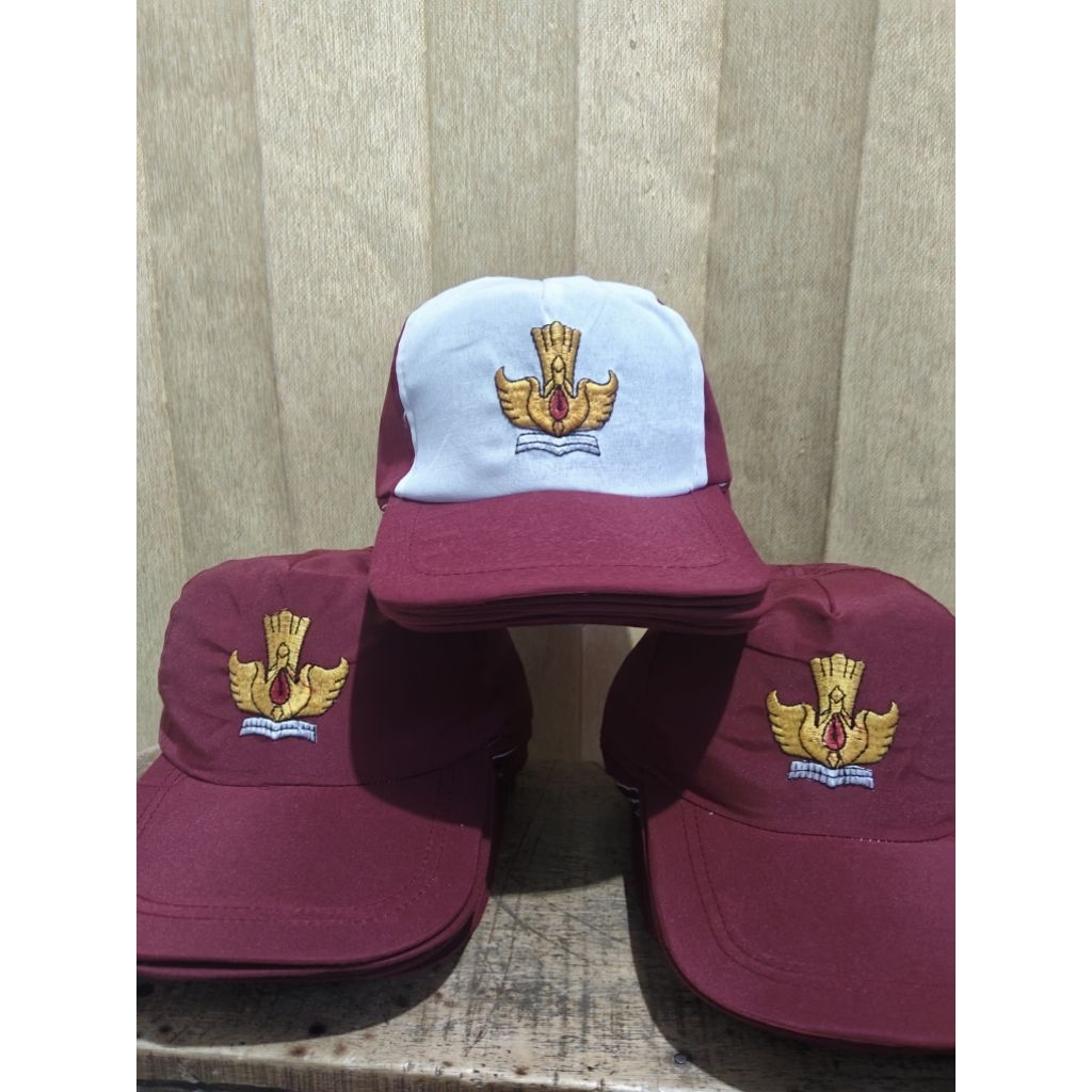 topi sd merah putih cowok cewek ful bodir