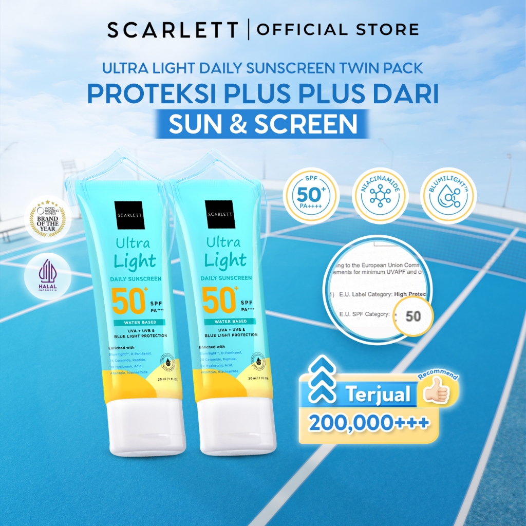 SCARLETT [Oily Skin Friendly] Twin Pack Ultra Light Daily Sunscreen SPF 50+ PA++++ [Water Based] Mer