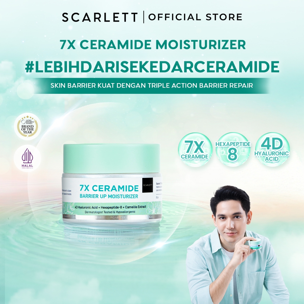 SCARLETT 7X Ceramide Moisturizer - Pelembab Wajah untuk Mencerahkan Melembabkan Memperbaiki Skin Bar