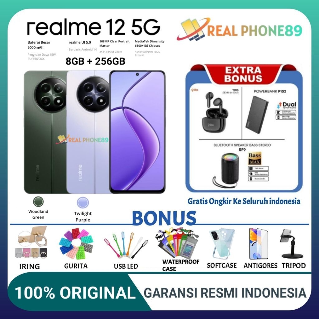 REALME 12 5G RAM 8GB+256GB | Realme 11Pro 5G 8/256GB GARANSI RESMI REALME INDONESIA