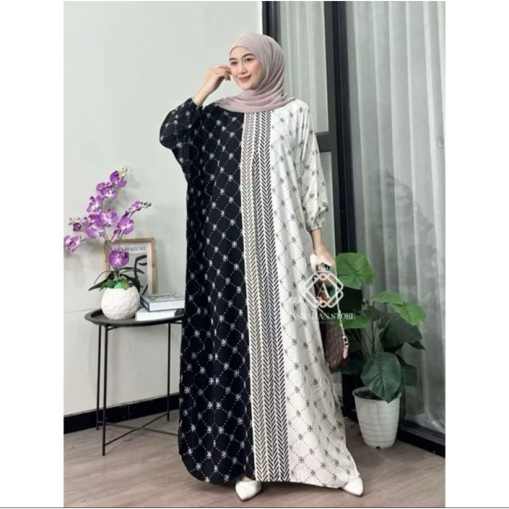 kaftan jumbo rayon/kaftan rayon/kaftan motif/kaftan kekinian