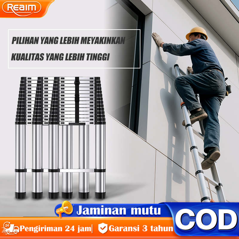 Reaim Tangga Lipat Alumunium Tangga Teleskopik Multifungsi 5.1M Tangga Lipat Teleskopik Tangga Lurus