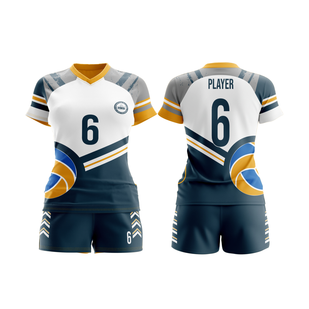 JERSEY VOLI WANITA NAVY WHITE GRATIS NAMA DAN NOMOR PUNGGUNG FULL PRINTING